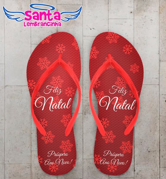 Chinelo Natalino Personalizado com Flocos de Neve COD 9696