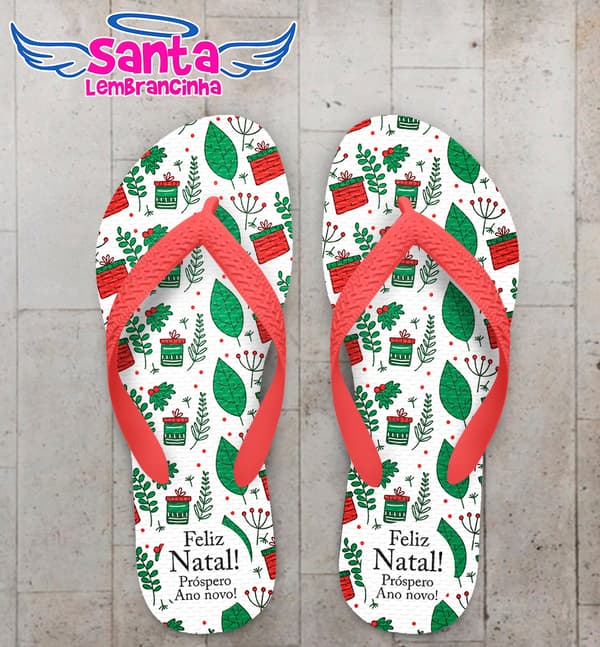 Chinelo Natalino Folhas Personalizado COD 9708