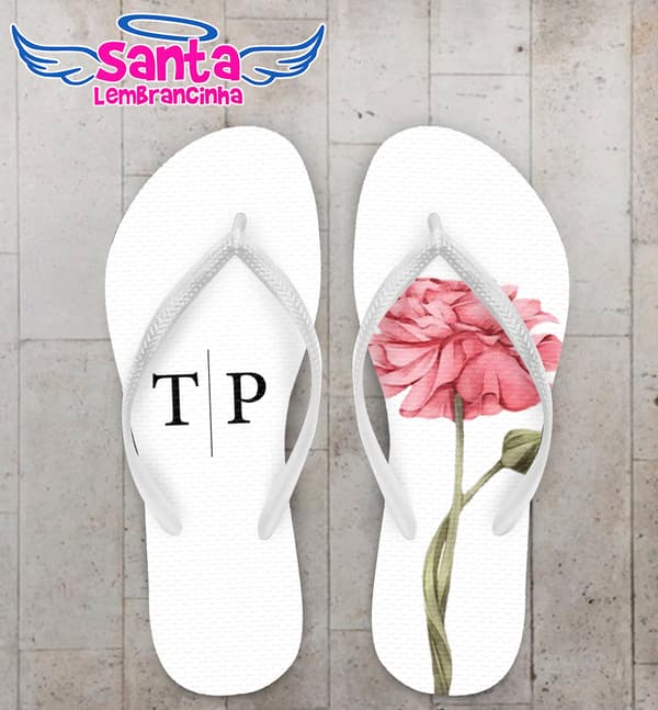 Chinelo Casamento com Flor Personalizado COD 9684