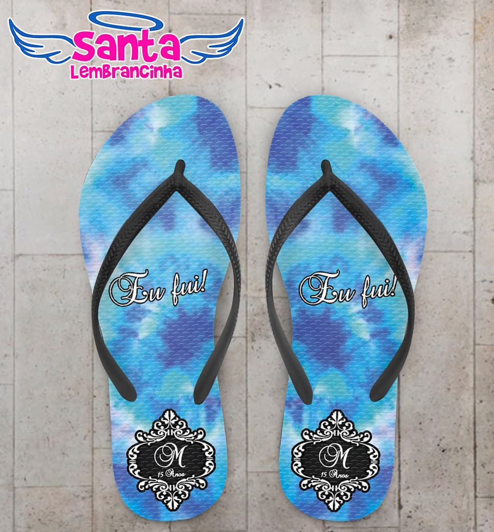 Chinelo 15 anos Tie Dye Eu Fui Personalizado COD 7851