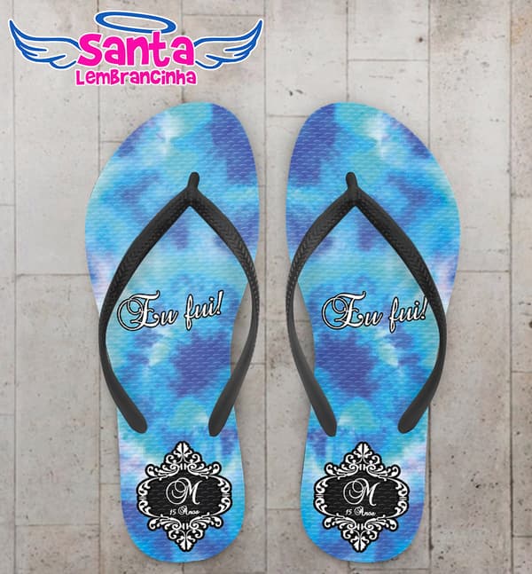 Chinelo 15 anos Tie Dye Eu Fui Personalizado COD 7851