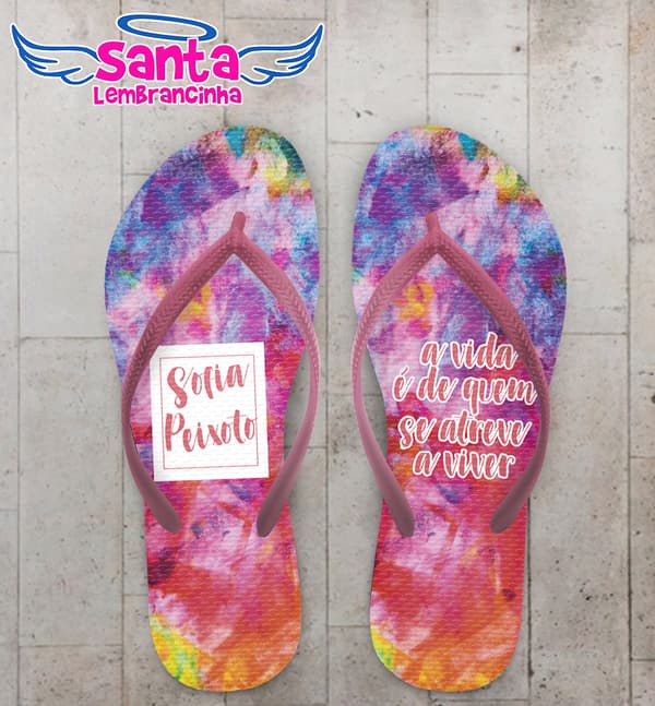 Chinelo 15 anos Tie Dye Frase Personalizado COD 7852