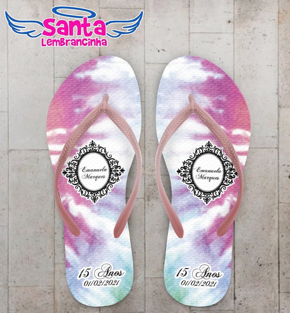 Chinelo 15 anos Tie Dye Fumaça Personalizado COD 7853