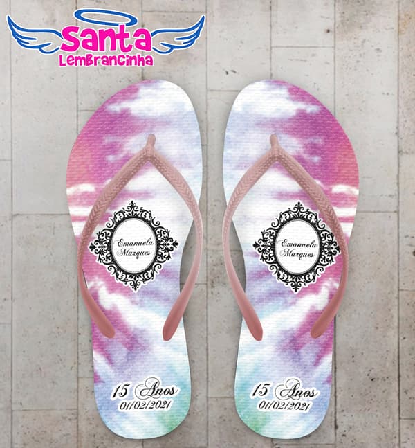 Chinelo 15 anos Tie Dye Fumaça Personalizado COD 7853