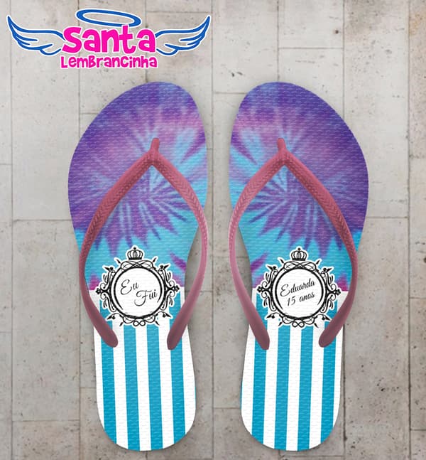 Chinelo 15 anos Tie Dye Listrado Personalizado COD 7857
