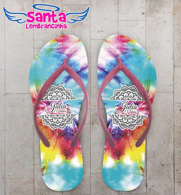 Chinelo 15 anos Tie Dye Mandala Personalizado COD 7858
