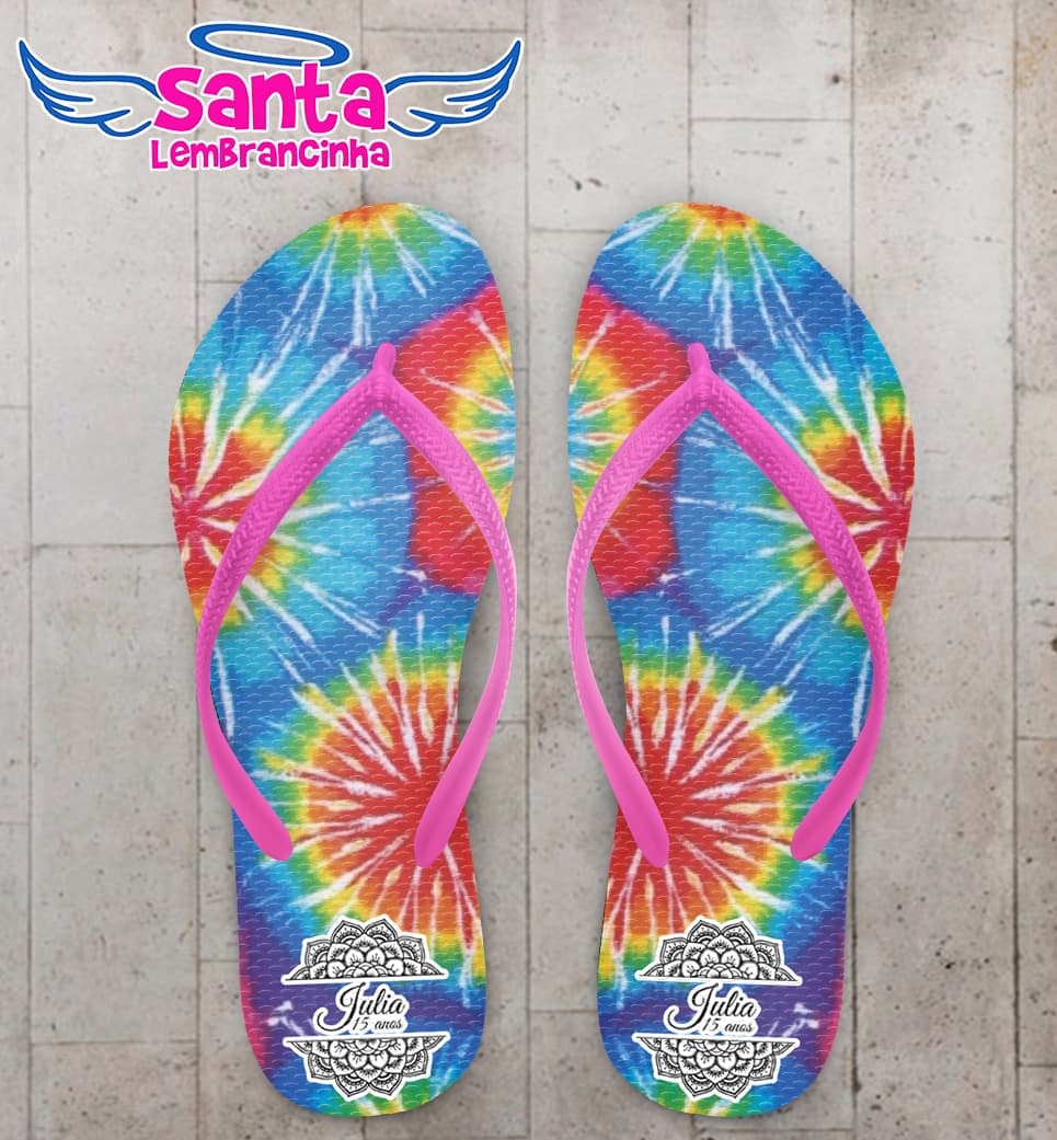 Chinelo 15 anos Brasão Tie Dye Personalizado COD 7843