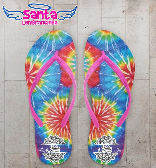 Chinelo 15 anos Brasão Tie Dye Personalizado COD 7843