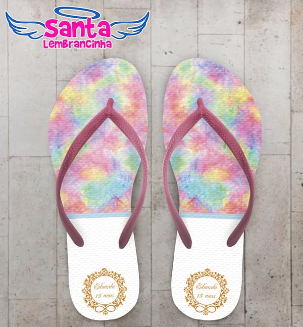 Chinelo 15 anos Tie Dye Monograma Personalizado COD 7860