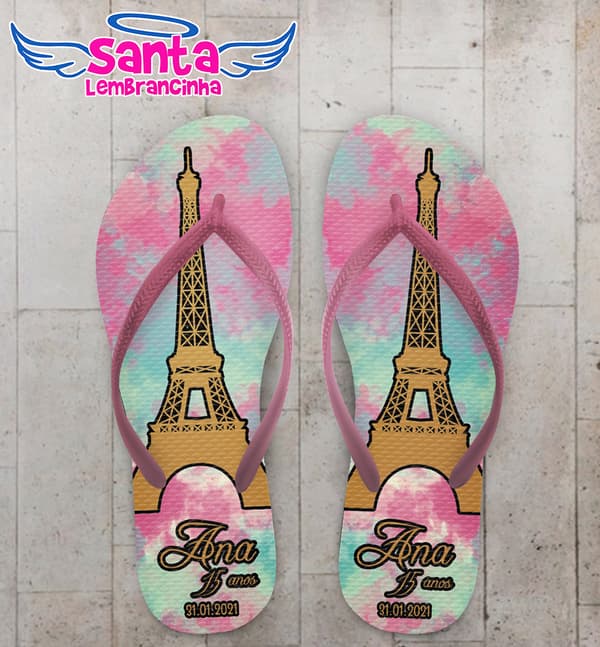 Chinelo 15 anos Eiffel Tie Dye Personalizado COD 7844