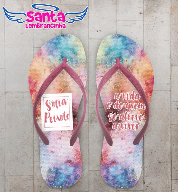 Chinelo 15 anos Tie Dye Colorido Personalizado COD 7849