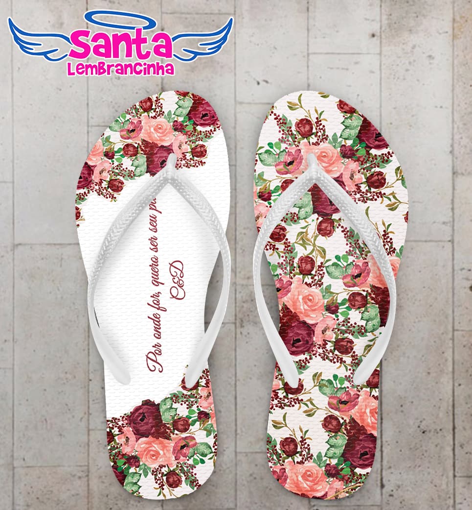 Chinelo Casamento Floral Personalizado COD 9790