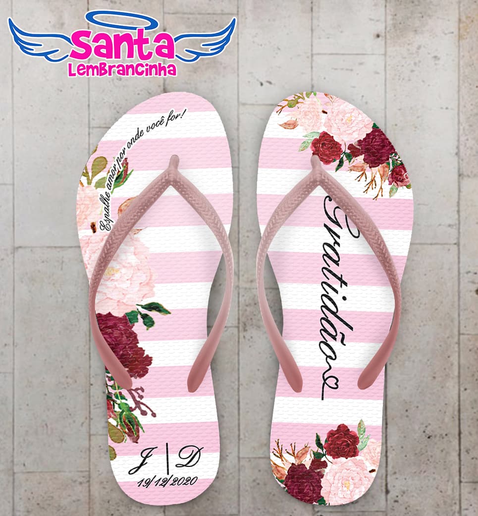 Chinelo Casamento Floral Listrado COD 9792