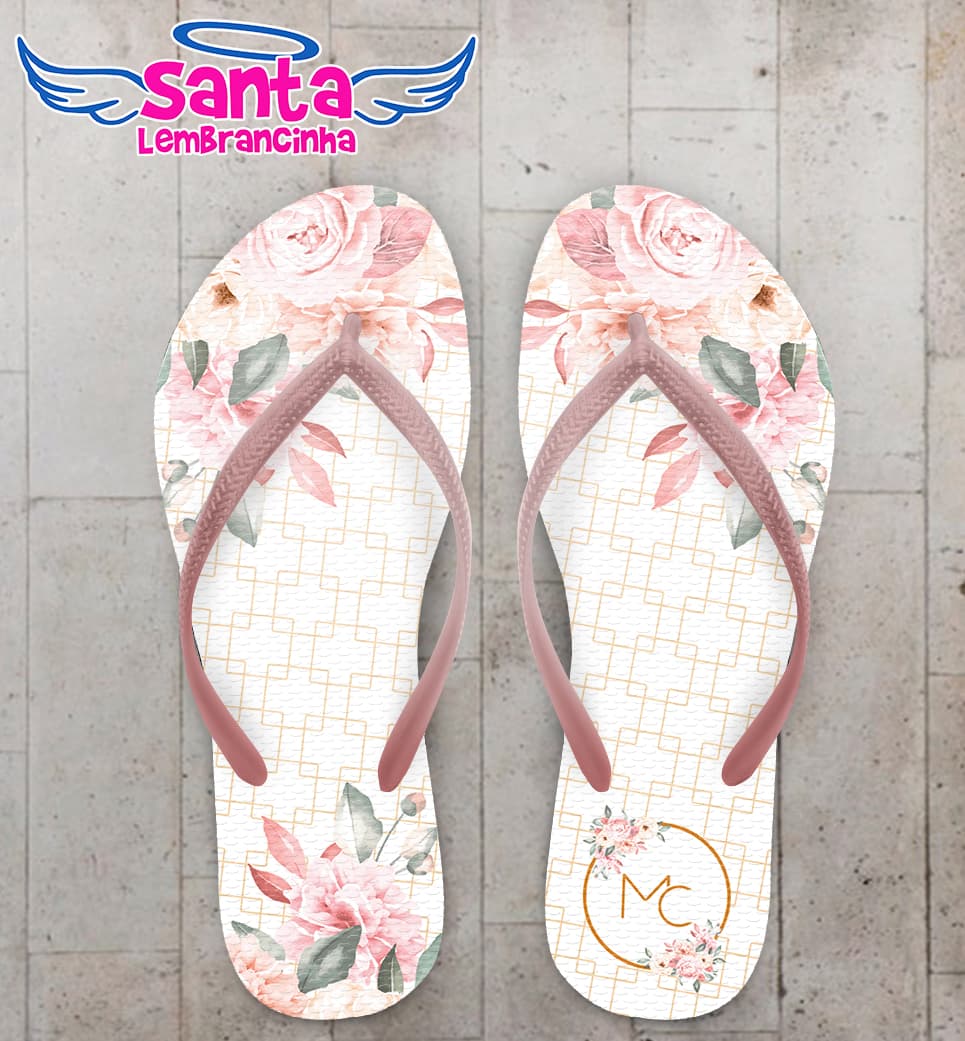 Chinelo Casamento Floral Quadrado COD 9796