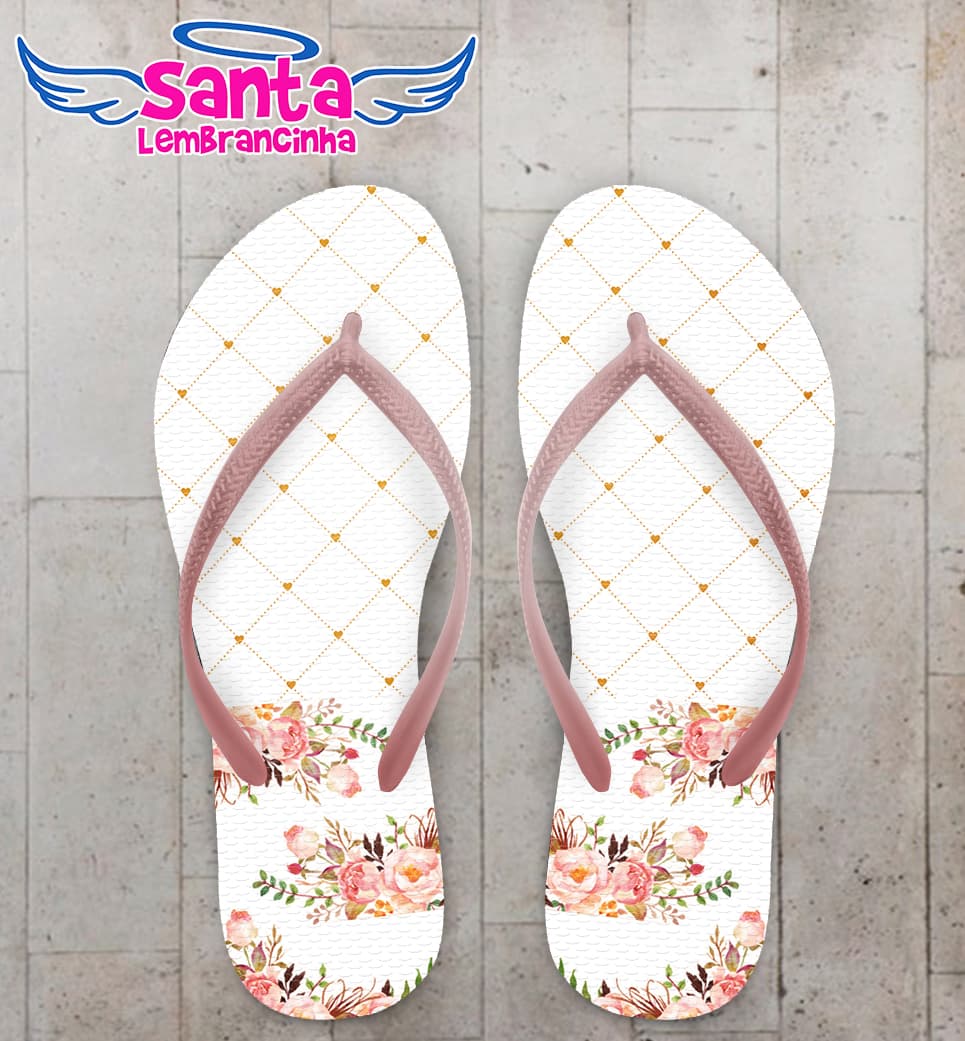 Chinelo Casamento Floral Quadrados COD 9798