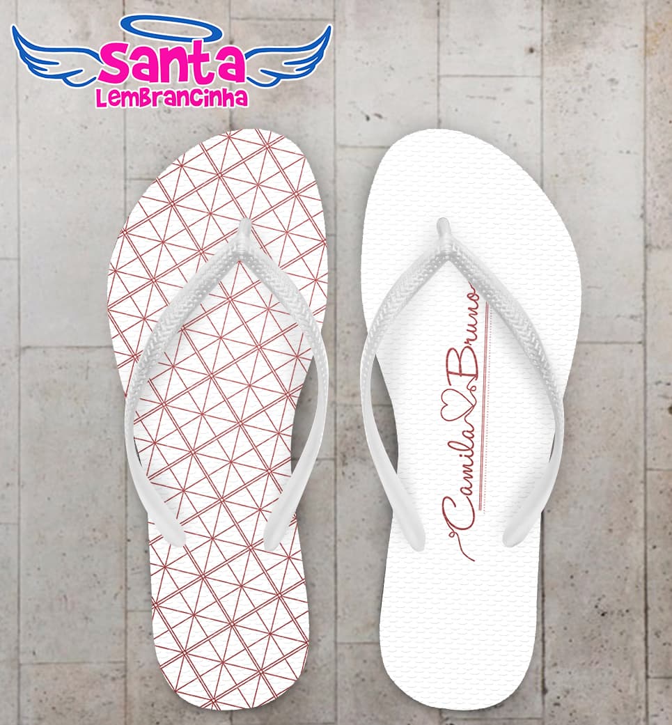 Chinelo Casamento Quadriculado Coração COD 9800