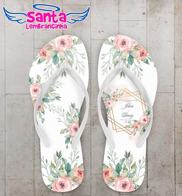 Chinelo Casamento Floral Monograma COD 9804