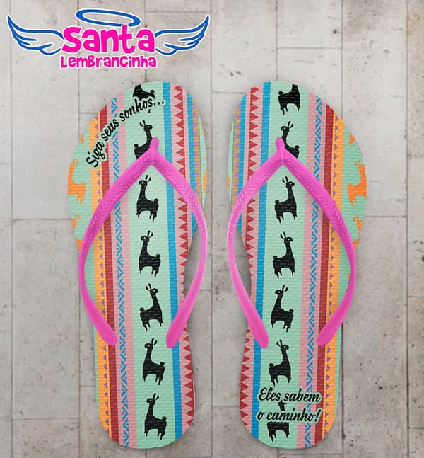 Chinelo Infantil Lhama Colorida COD 9810
