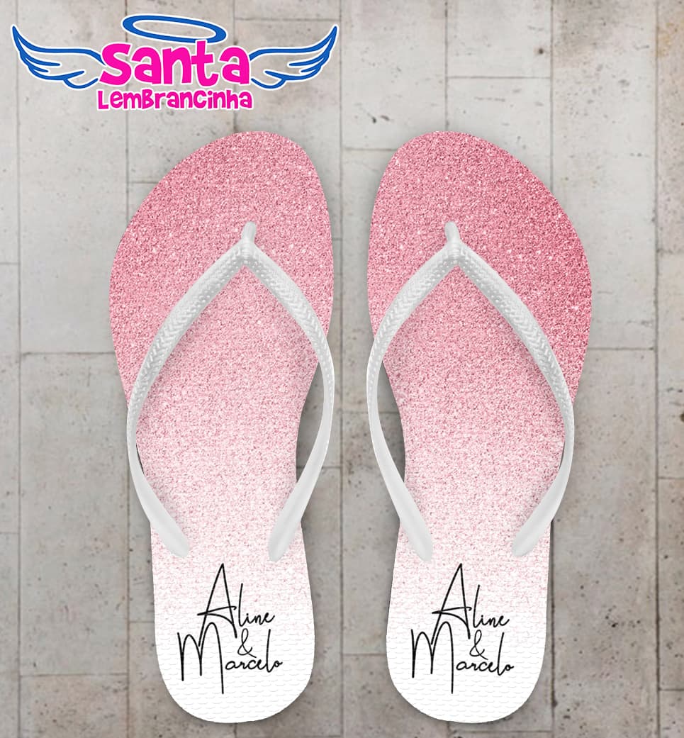 Chinelo Casamento Glitter Degrade Rosa Personalizado COD 7867