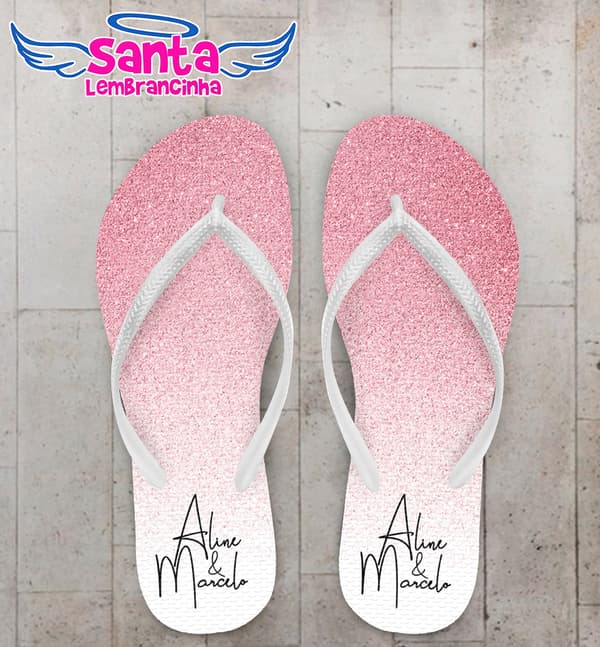 Chinelo Casamento Glitter Degrade Rosa Personalizado COD 7867