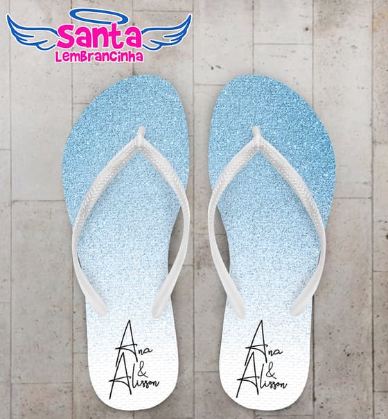 Chinelo Casamento Degrade Glitter Azul Personalizado COD 7863