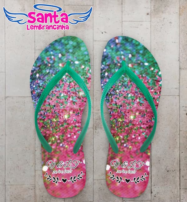 Chinelo Casamento Tie Dye Glitter Pedras Personalizado COD 7884