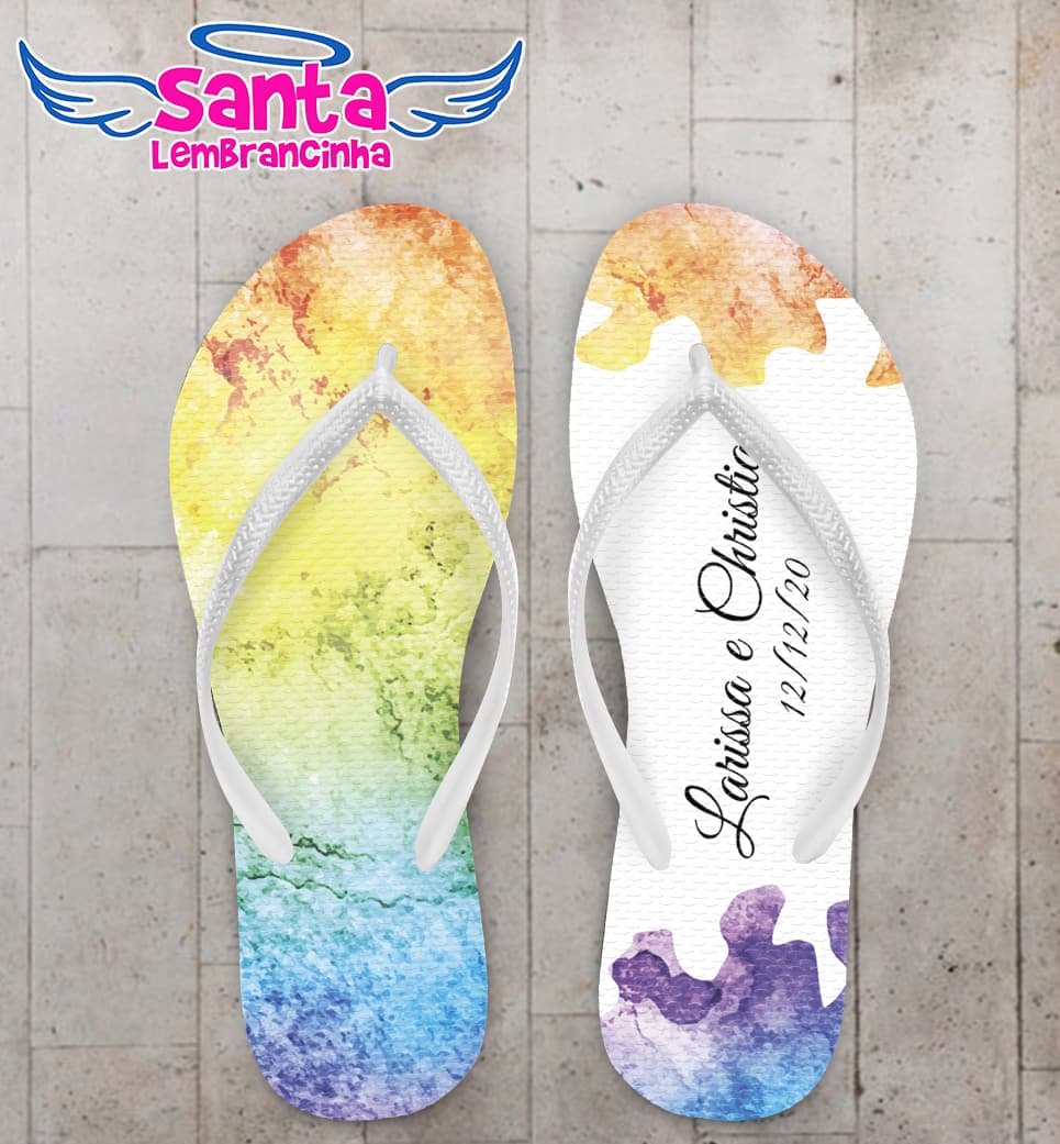 Chinelo Casamento Tie Dye Nomes Personalizado COD 7886