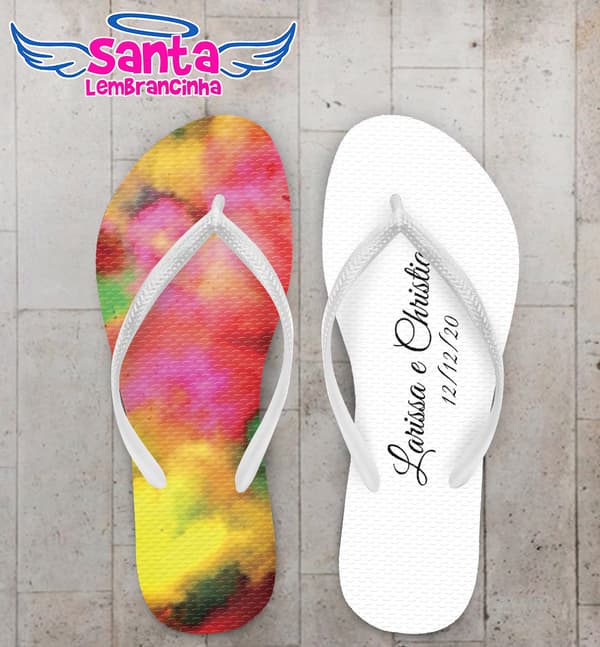 Chinelo Casamento Tie Dye Nuvens Personalizado COD 7888