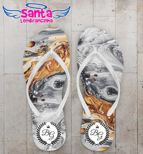 Chinelo Casamento Tie Dye Ouro Derretido Personalizado COD 7889