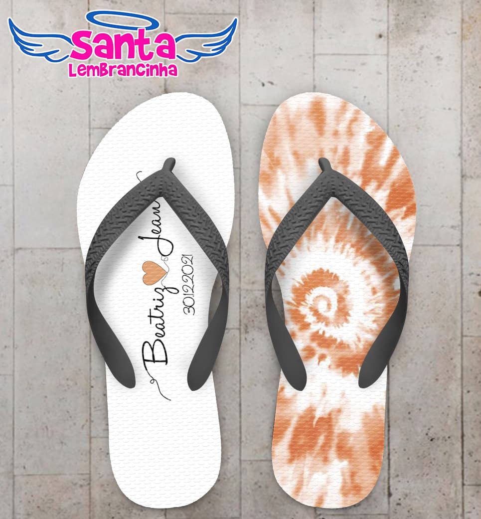 Chinelo Casamento Tie Dye Espiral Nomes Personalizado COD 7879
