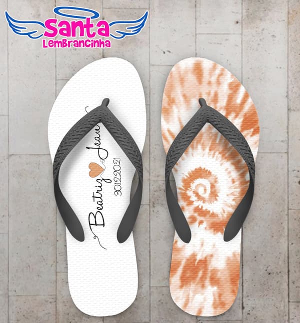 Chinelo Casamento Tie Dye Espiral Nomes Personalizado COD 7879