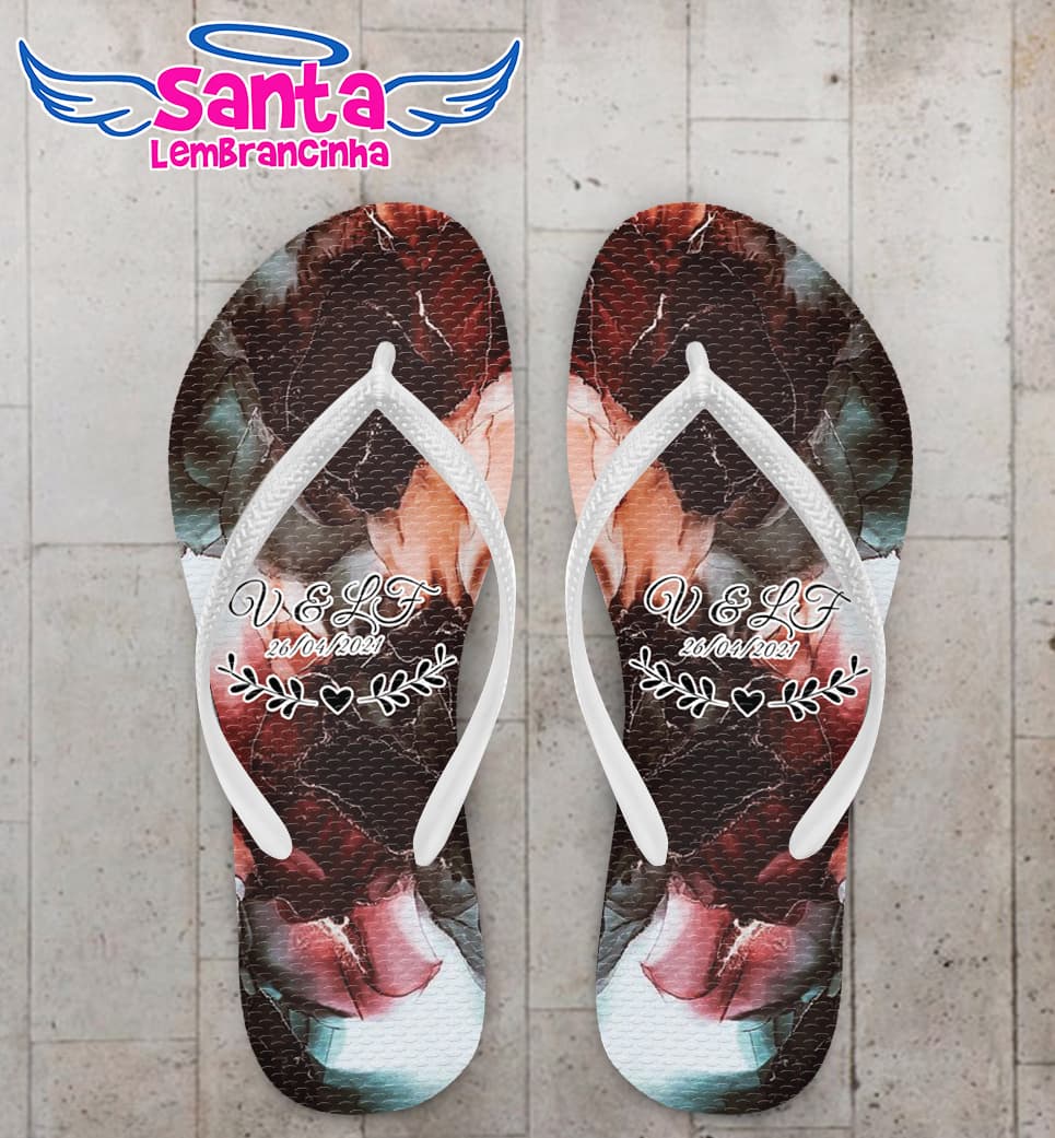 Chinelo Casamento Tie Dye Rosas Escuro Personalizado COD 7890