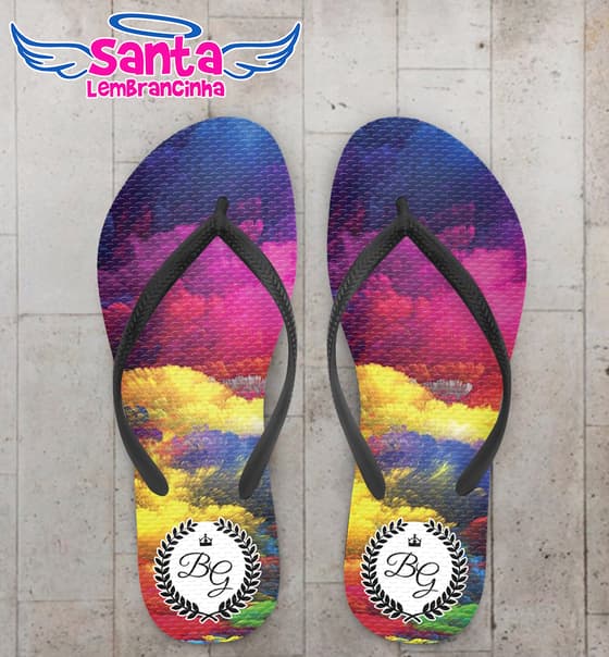 Chinelo Casamento Tie Dye Coral Amarelo Personalizado COD 7877