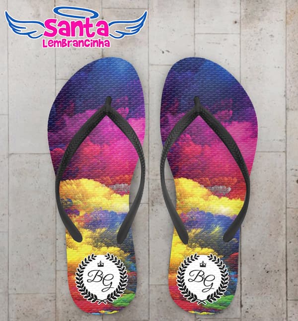 Chinelo Casamento Tie Dye Coral Amarelo Personalizado COD 7877