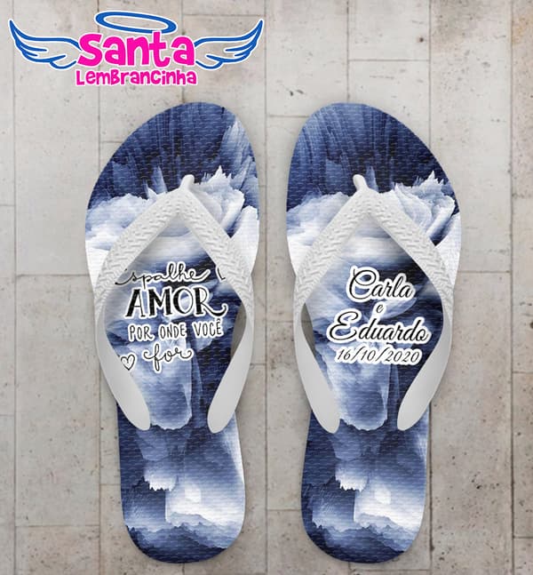 Chinelo Casamento Tie Dye Gelo Azulado Personalizado COD 7883