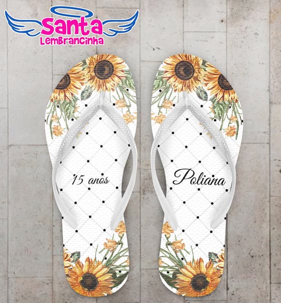 Chinelo 15 anos Quadriculado Girasol Personalizado COD 7971