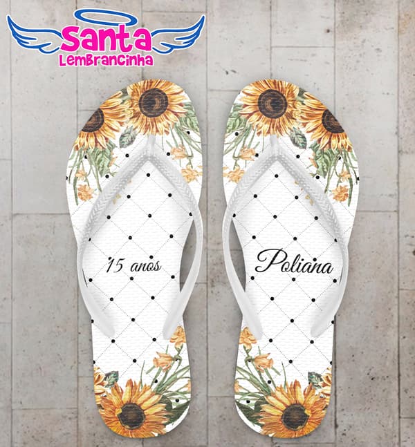 Chinelo 15 anos Quadriculado Girasol Personalizado COD 7971