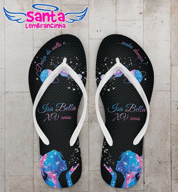 Chinelo 15 anos Espaço Planetas Personalizado COD 7970