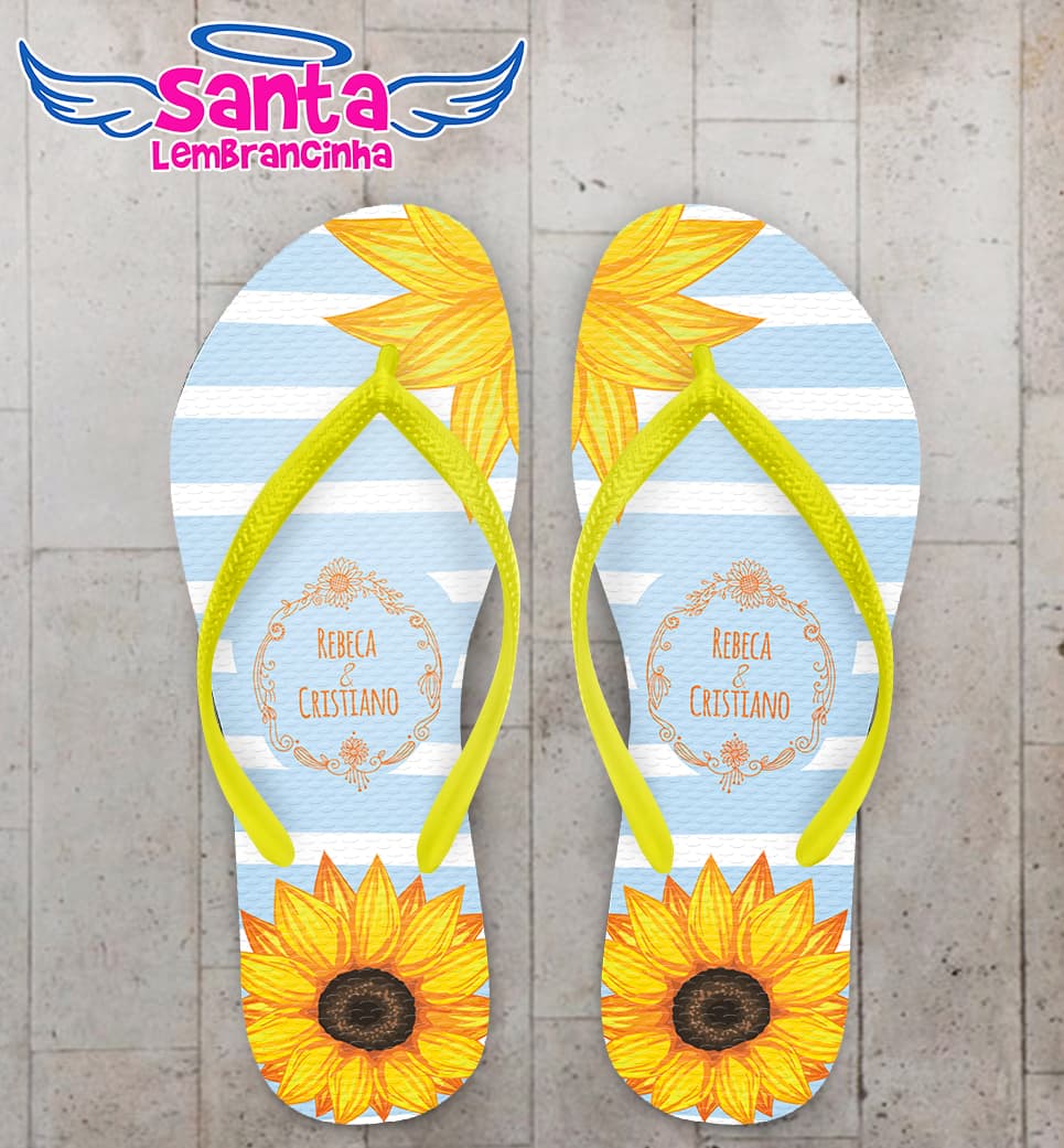 Chinelo Casamento Girassol Personalizado COD 8016