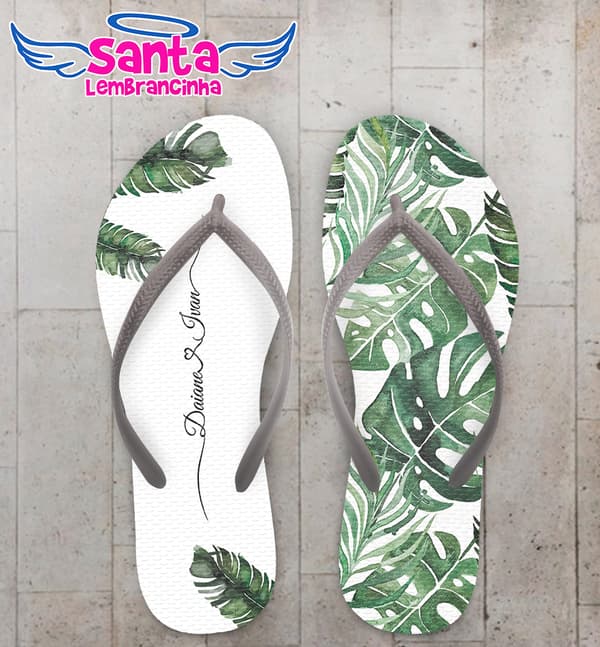 Chinelo Casamento Folhagem de Adão Personalizado COD 8020