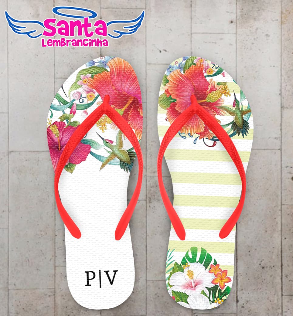 Chinelo Casamento Listrado Verde Personalizado COD 7981