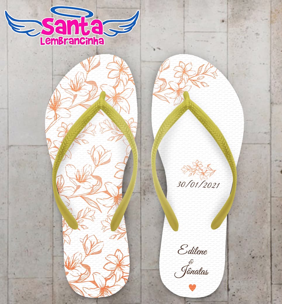 Chinelo Casamento Floral Delicado Personalizado COD 8025