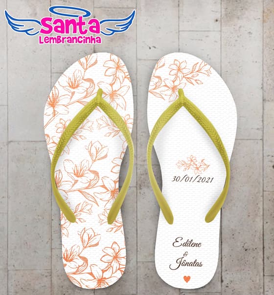 Chinelo Casamento Floral Delicado Personalizado COD 8025