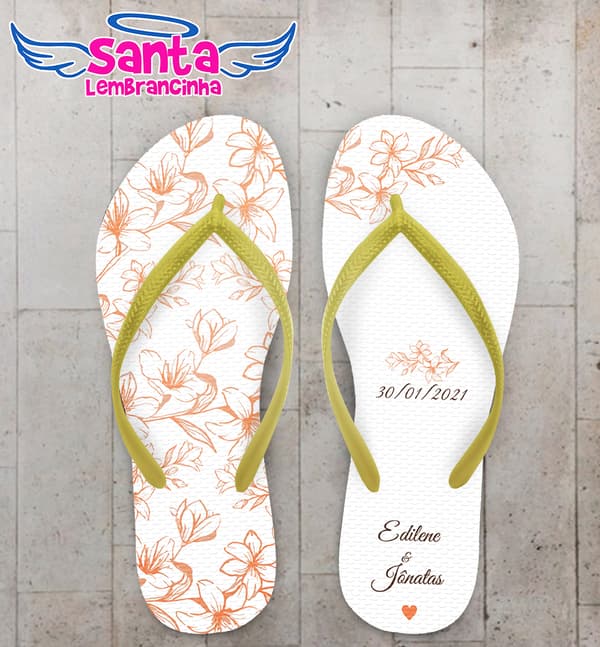 Chinelo Casamento Floral Delicado Personalizado COD 8025