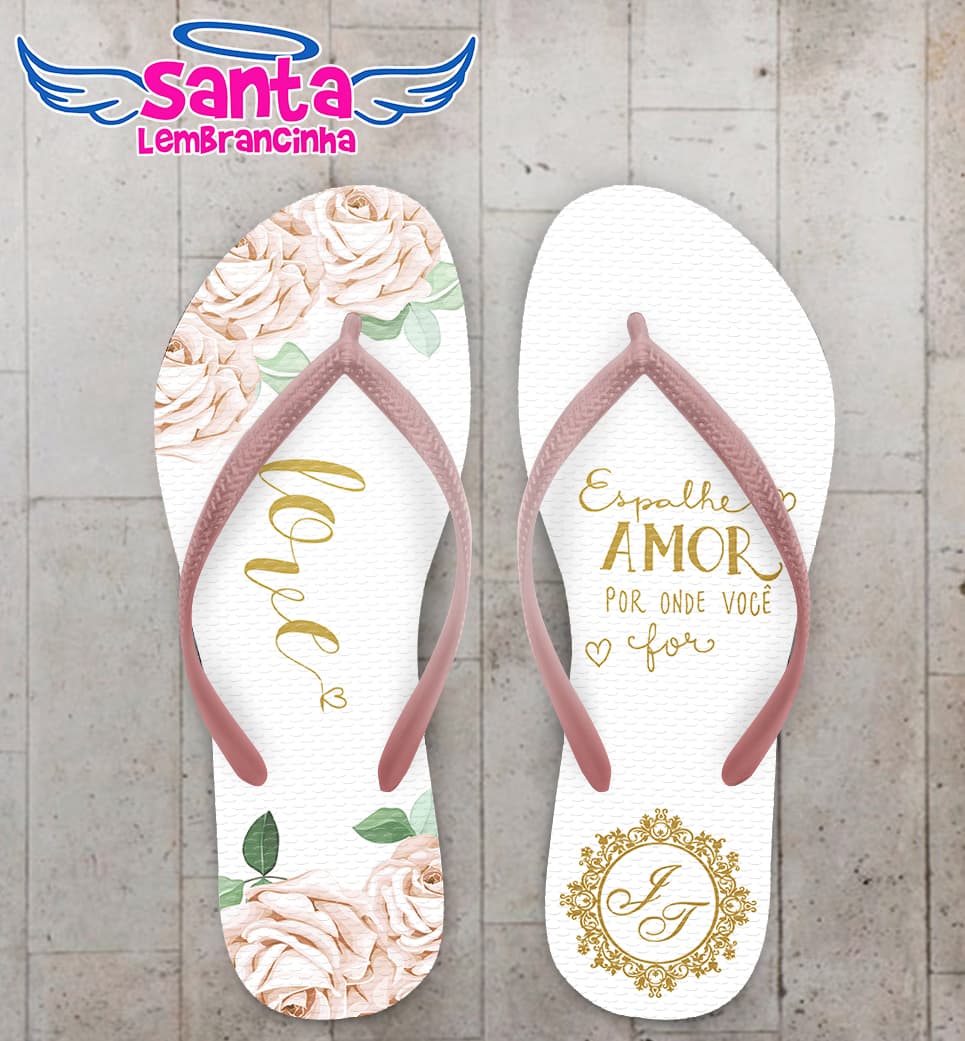 Chinelo Casamento Floral Love Personalizado COD 8022