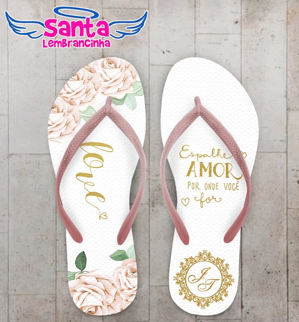 Chinelo Casamento Floral Love Personalizado COD 8022
