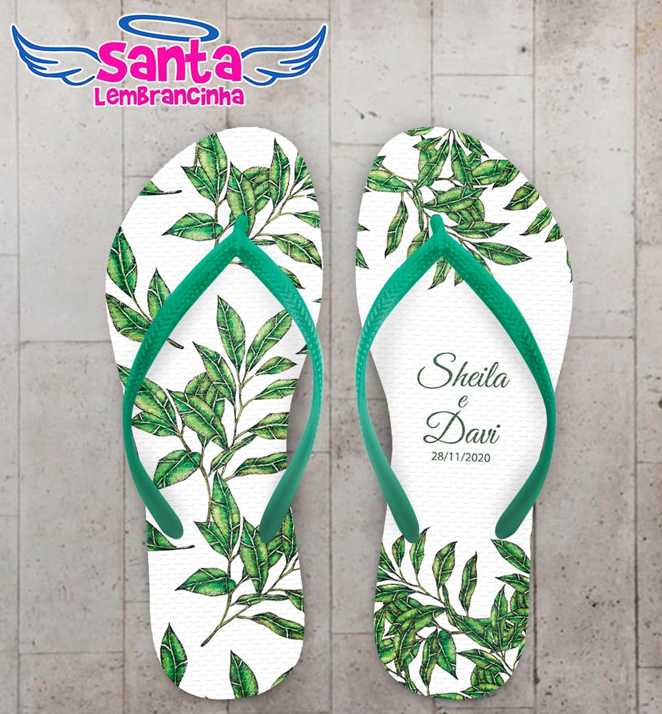 Chinelo Casamento Folhagem Personalizado COD 8014