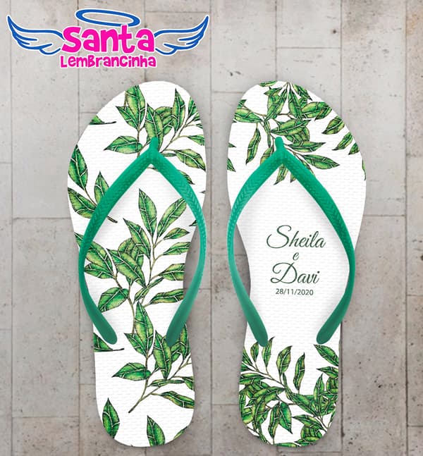 Chinelo Casamento Folhagem Personalizado COD 8014