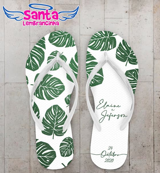 Chinelo Casamento Folha de Adão Personalizado COD 7987
