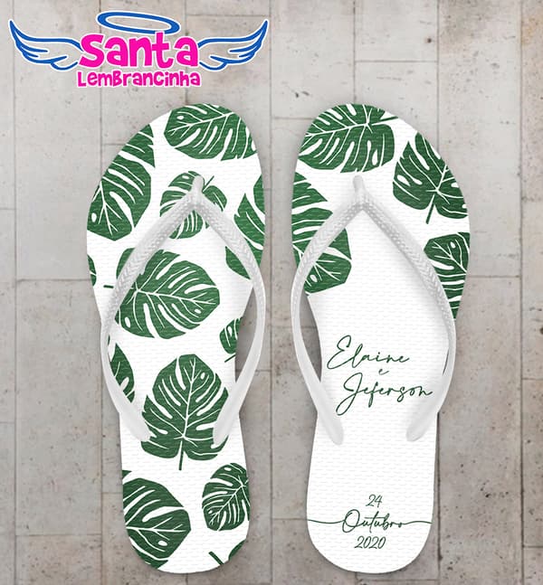Chinelo Casamento Folha de Adão Personalizado COD 7987